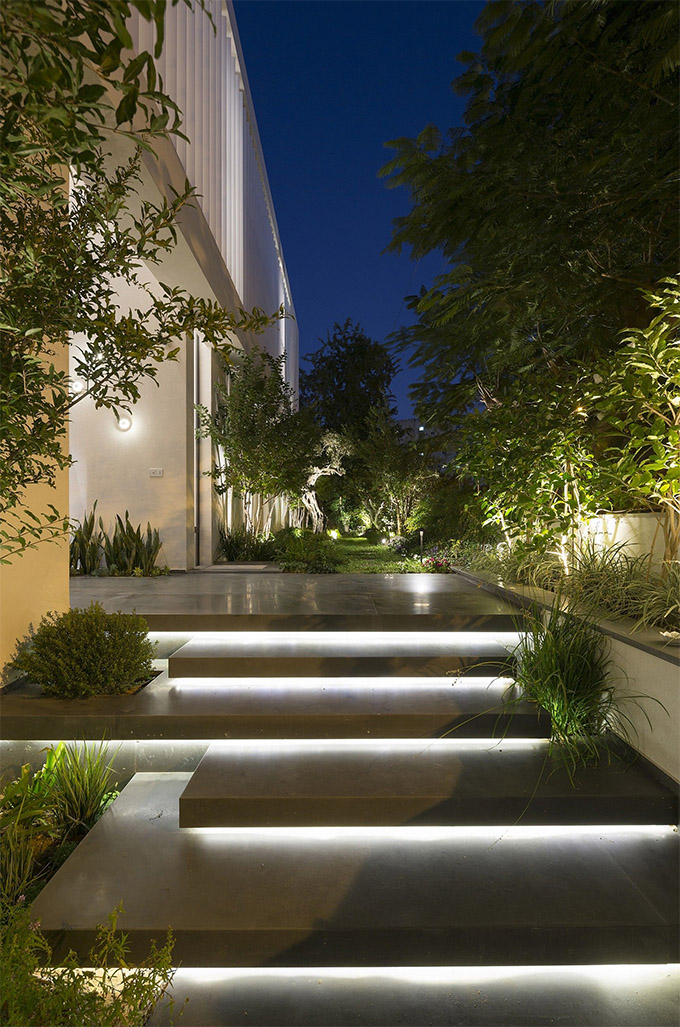 rope lights under stairs are a great and affordable patio update