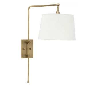 gold swing arm sconce with ivory shade - goose neck sconces