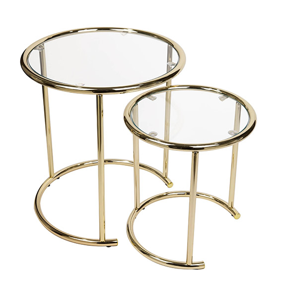 round gold side table