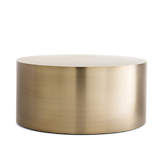 DWR design within reach round drum coffee table gold