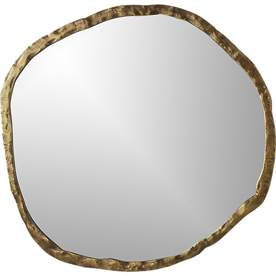 round gold organic mirror