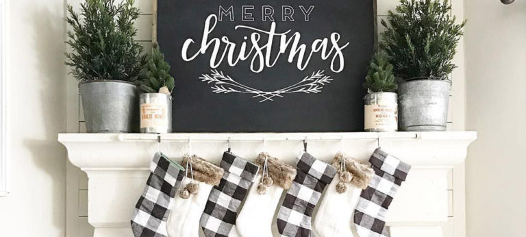 Get The Look: Black And White Rustic Christmas Mantel
