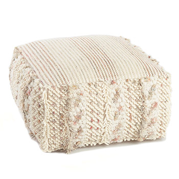 cream textured boho pouf