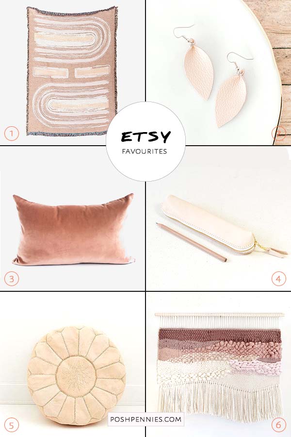 etsy favorites round up spring may 2019 featuring blush and nude home decor and accessories