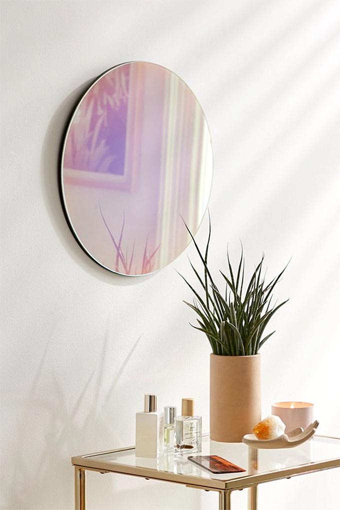 urban outfitters round iridescent mirror