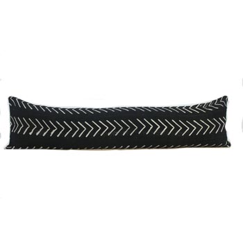 black and white mudcloth lumbar pillow