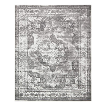 8 x 10 grey rug perfect for a midcentury modern dining room
