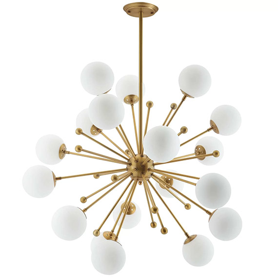 sputnik gold chandelier perfect for mid century modern dining room