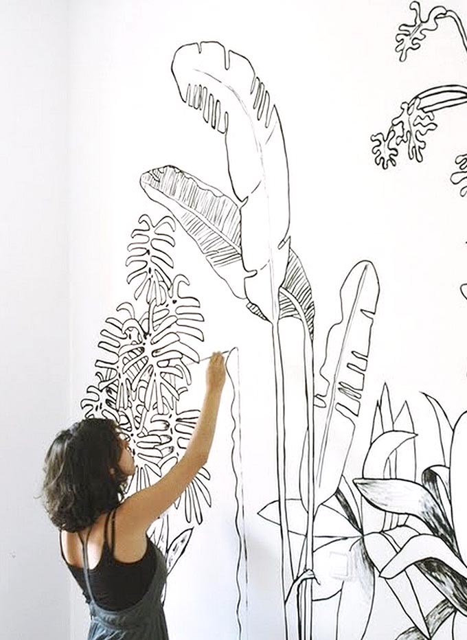 Discover 17 of the best, affordable large wall decor ideas right here! Decorating large blank walls doesn't have to be intimidating or expensive! A DIY mural is an option for those feeling brave enough to try! 