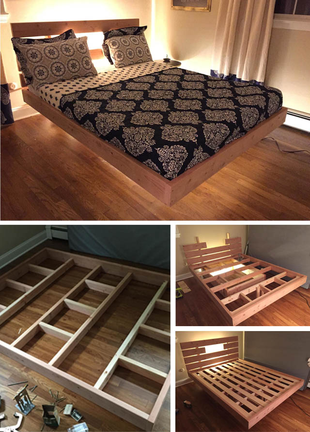21 Awesome Diy Bed Frames You Can, Diy Floating Bed Frame Queen Size