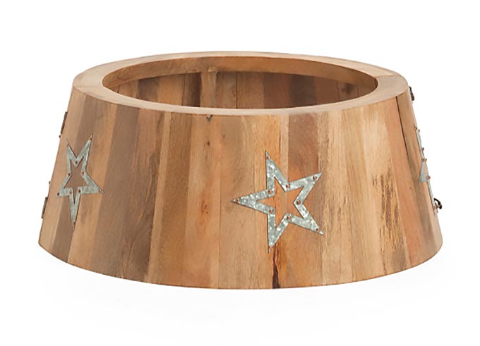 Beautiful wooden, hinged christmas tree collar from TJ Maxx