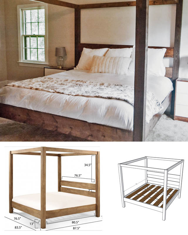 21 Awesome Diy Bed Frames You Can, How To Build A King Size Canopy Bed Frame