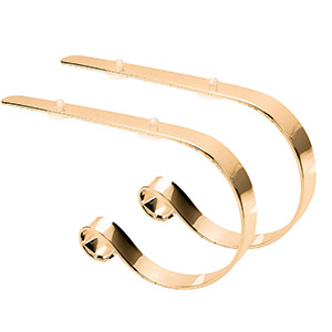 curved gold metal stocking holder