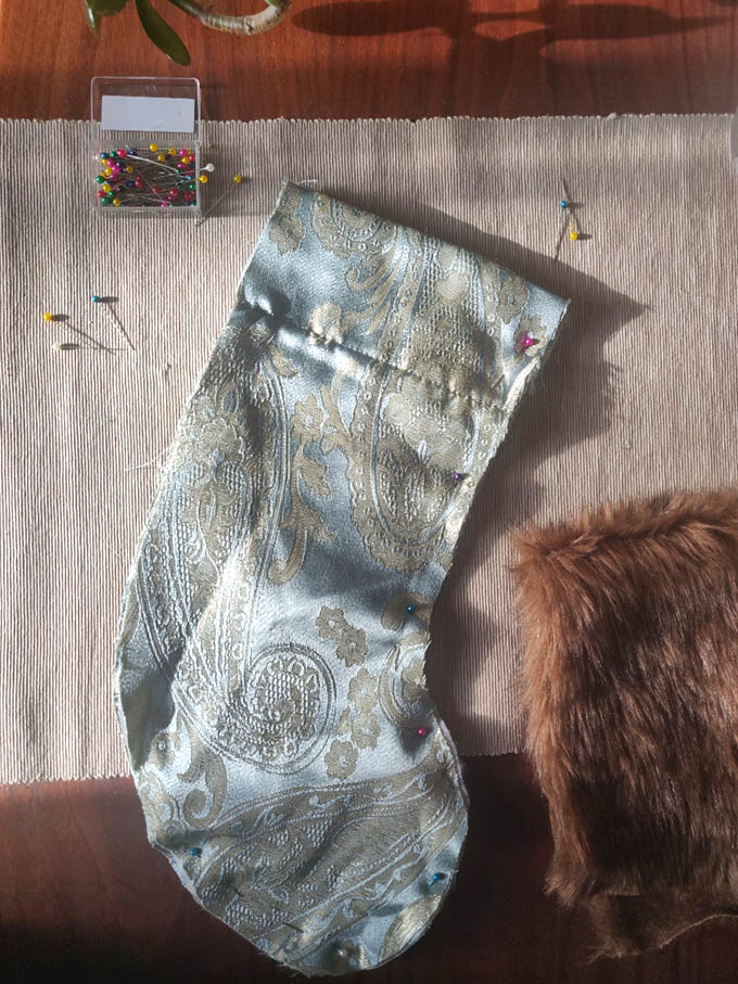 step 4 of how to make a DIY christmas stocking