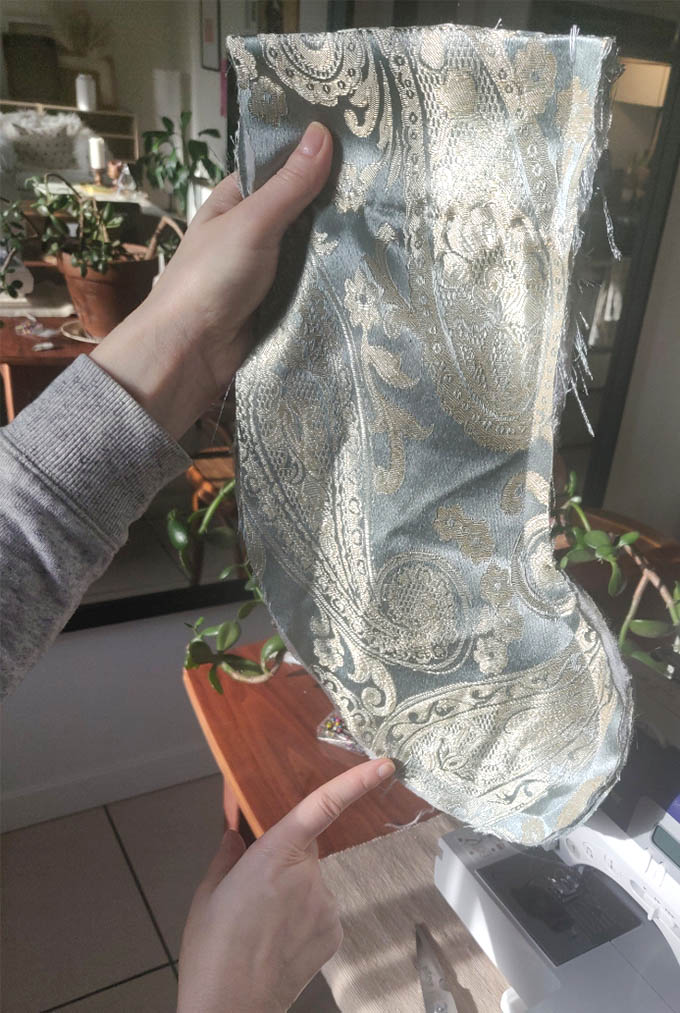 step 5 of how to make a DIY christmas stocking