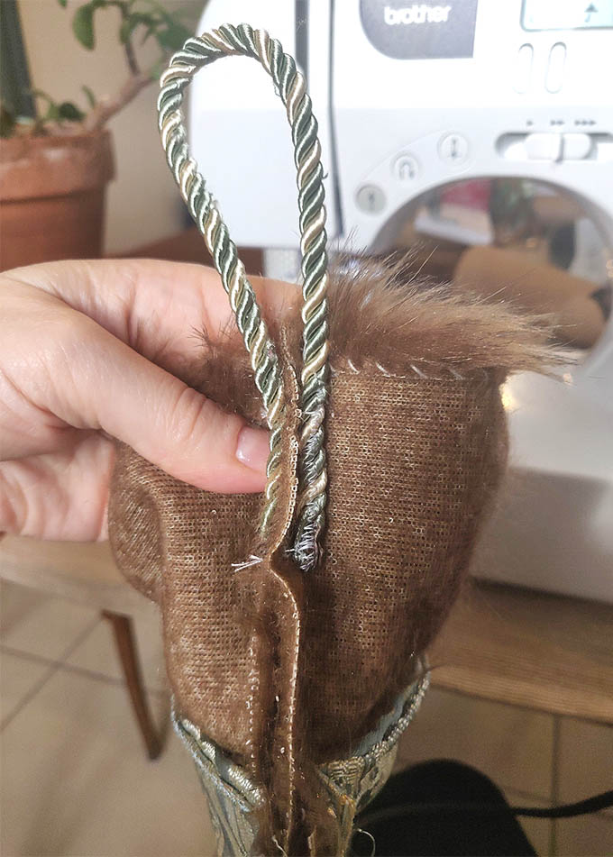 step 9 of how to make a DIY christmas stocking