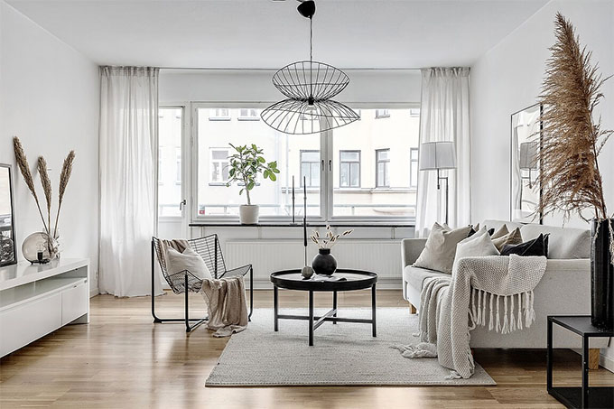 the classic scandinavian living room, pampas grass included!