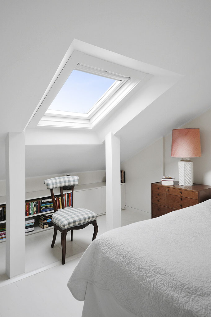 Skylights ensure lots of natural light can enter the home during the daytime - an important part of scandinavian interior design