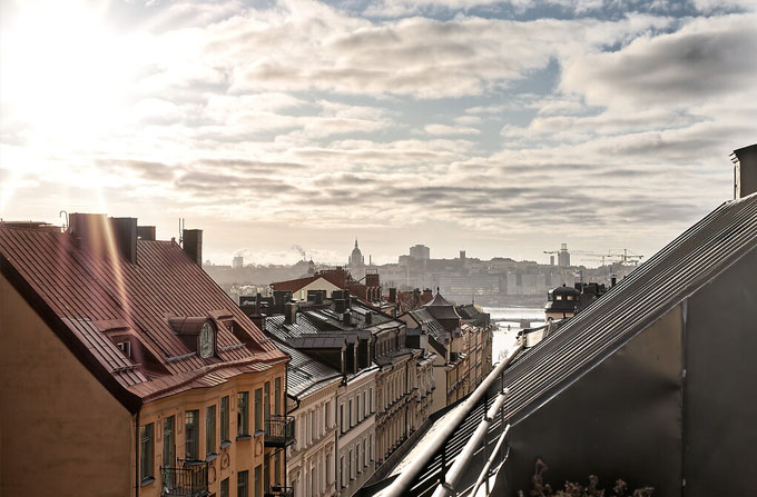 Beautiful view over the rooftops of Stockholm