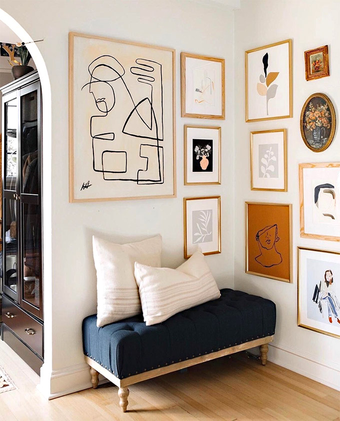 corner gallery wall