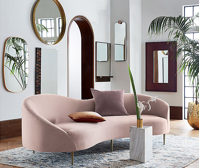 Get The Look: CB2 Curvo Pink Velvet Sofa Lookalike