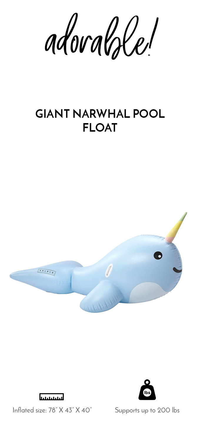 the cutest narwhal pool float