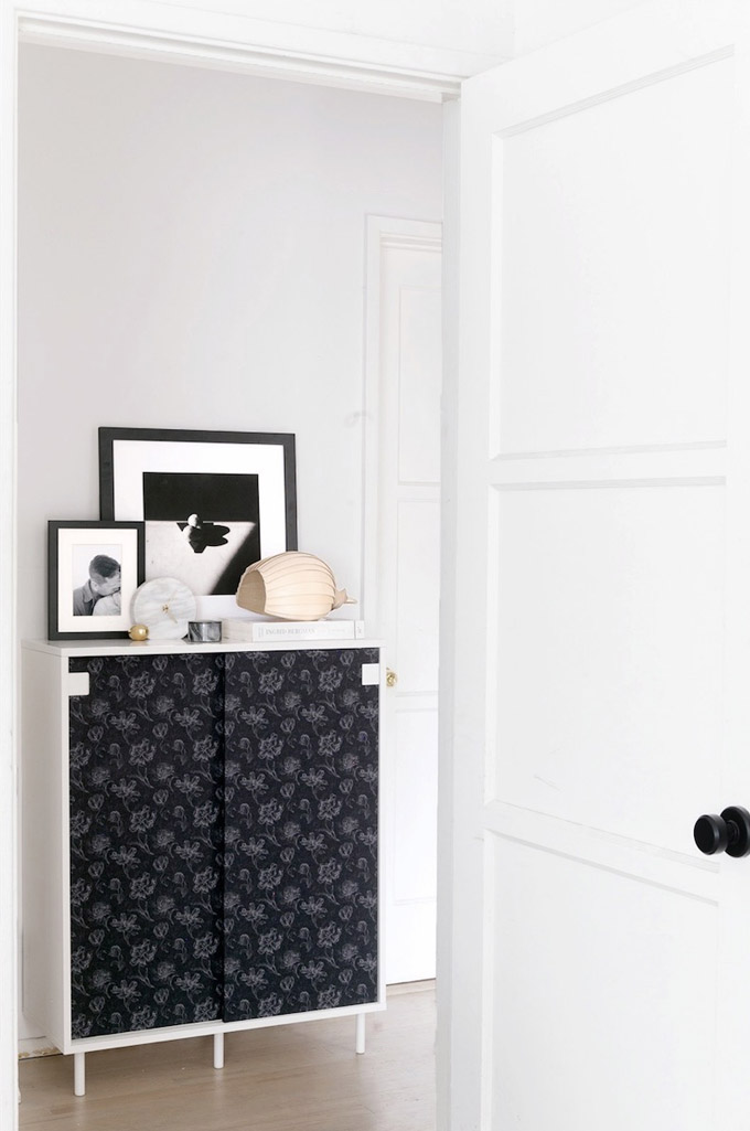 ikea ivar hack with removable wallpaper
