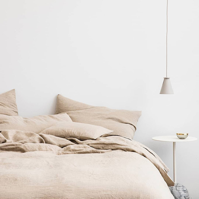 pale beige linen bedding