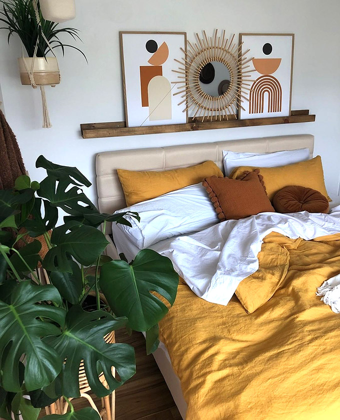 mustard linen bedding