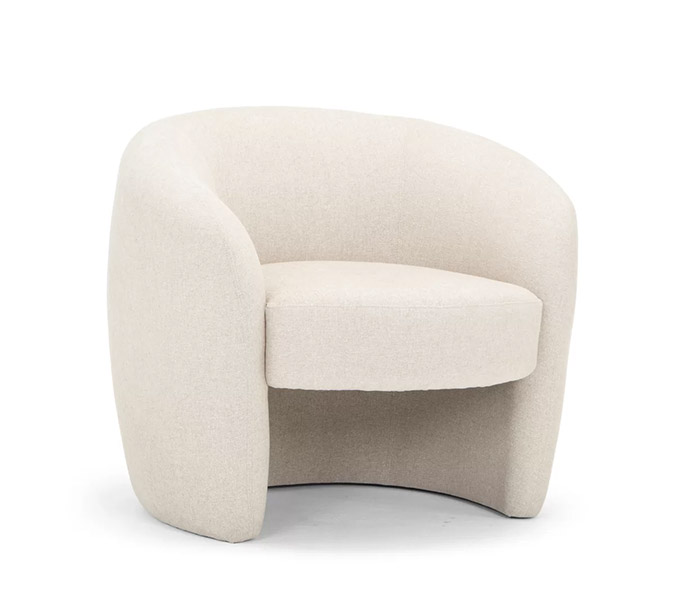 round organically shaped white accent chair