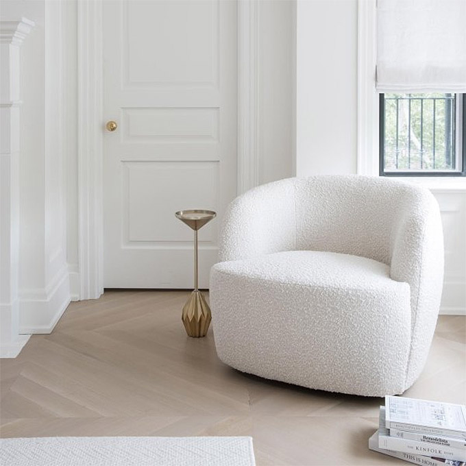 boucle white armchair