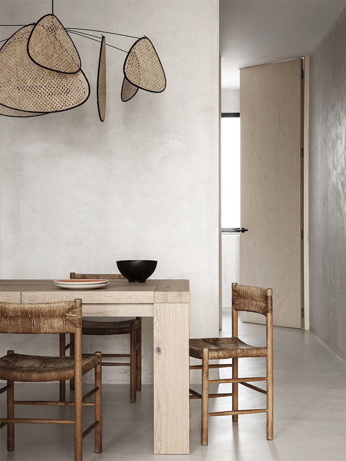 wabi sabi inspired minimalist dining room