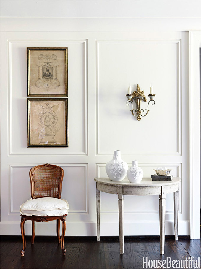 China White by Benjamin Moore in a beautiful traditional style foyer