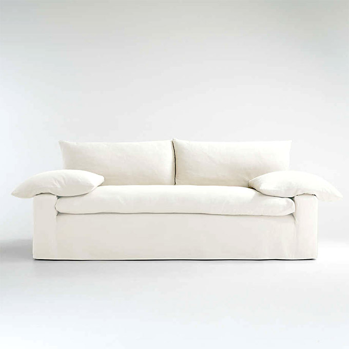 beautiful white sofa from crate and barrel with single bench cushion