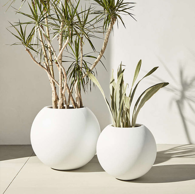 spherical white modern planters