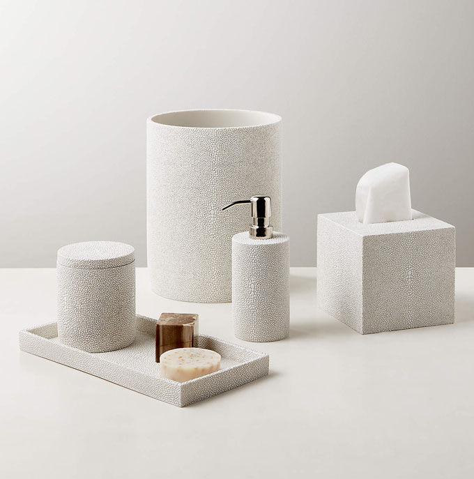 pretty bathroom accessories in white