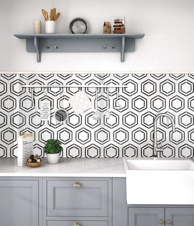 geometric kitchen backsplash