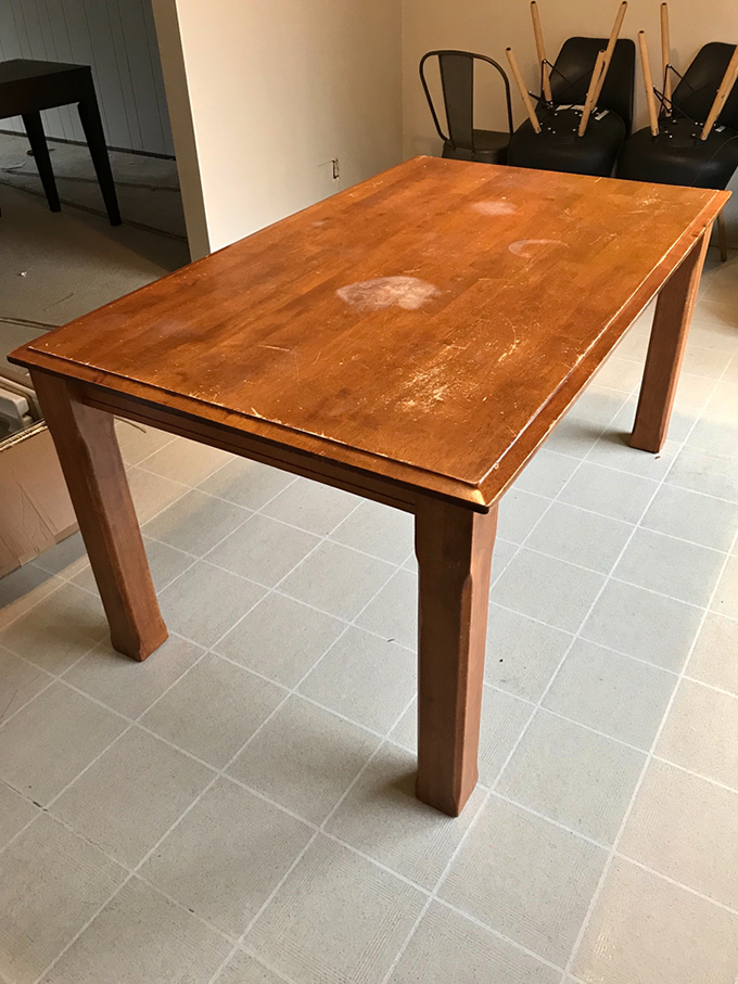 refinish a solid wood dining table