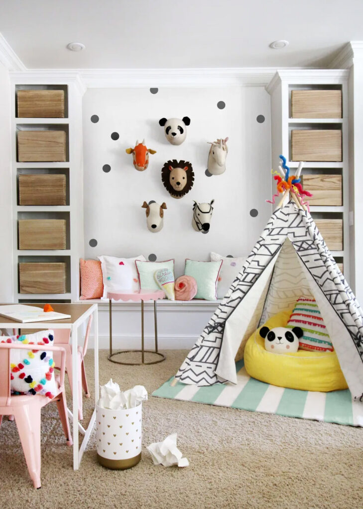 children's playroom with teepee