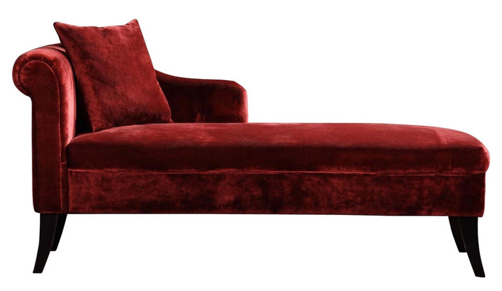 red chaise lounge