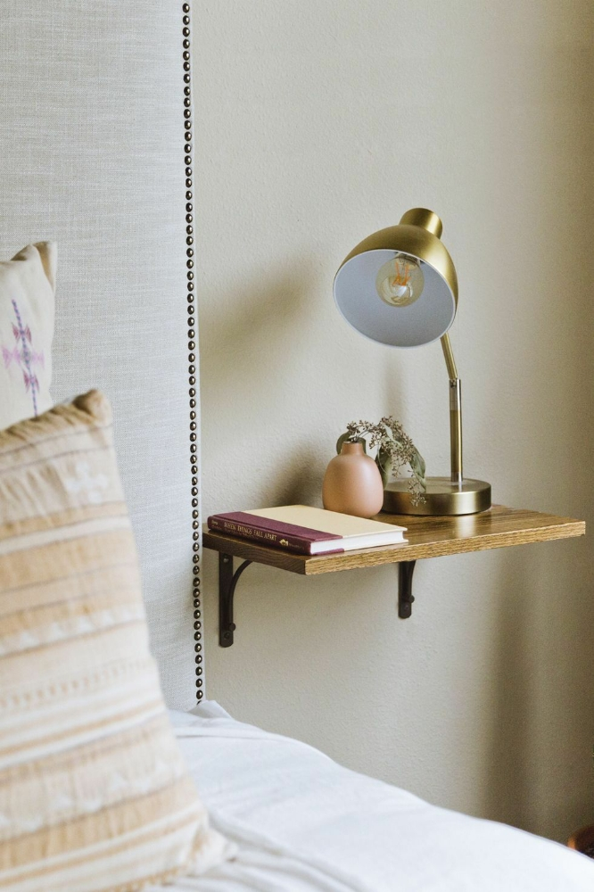 a floating night stand can be the perfect solution for a really small bedroom