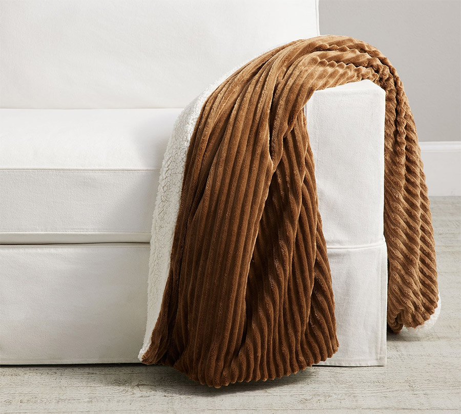 velvet velour throw blanket pottery barn rust color