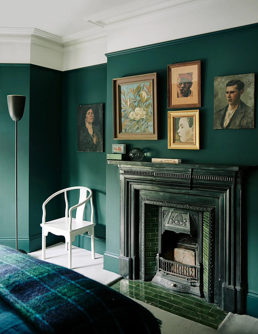 modern victorian green bedroom