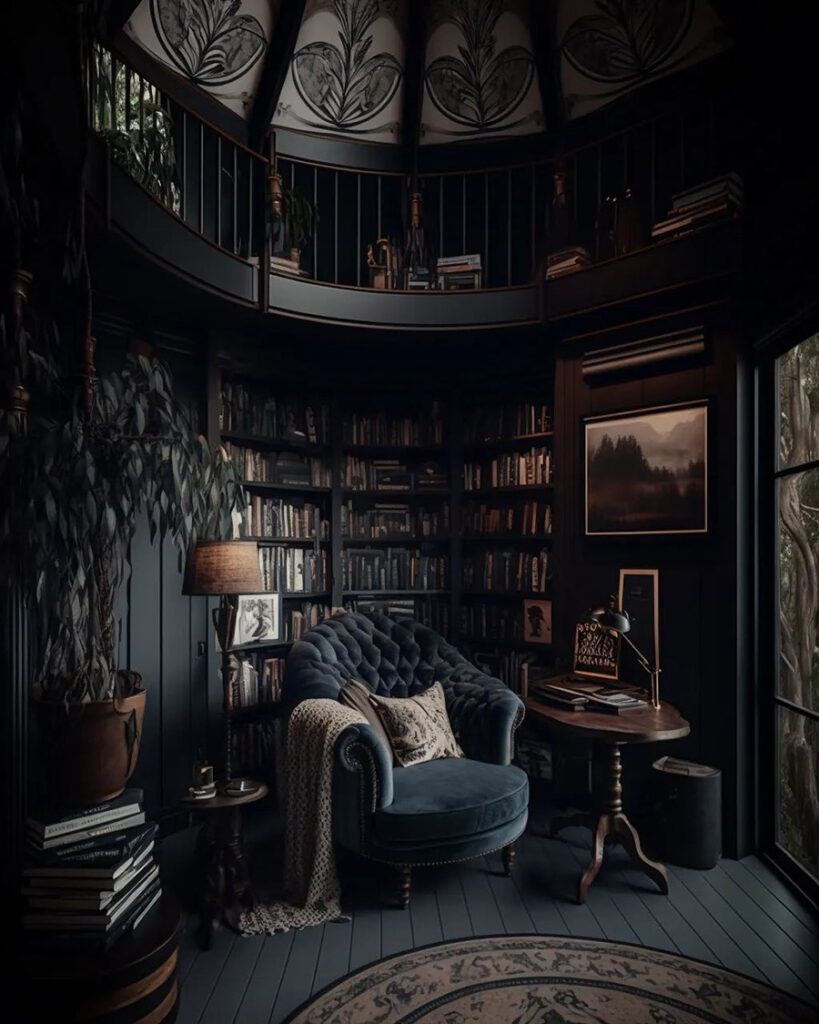 How To Create The Perfect Moody Dark Academia Room Posh Pennies   Dark Academia Reading Nook 819x1024 