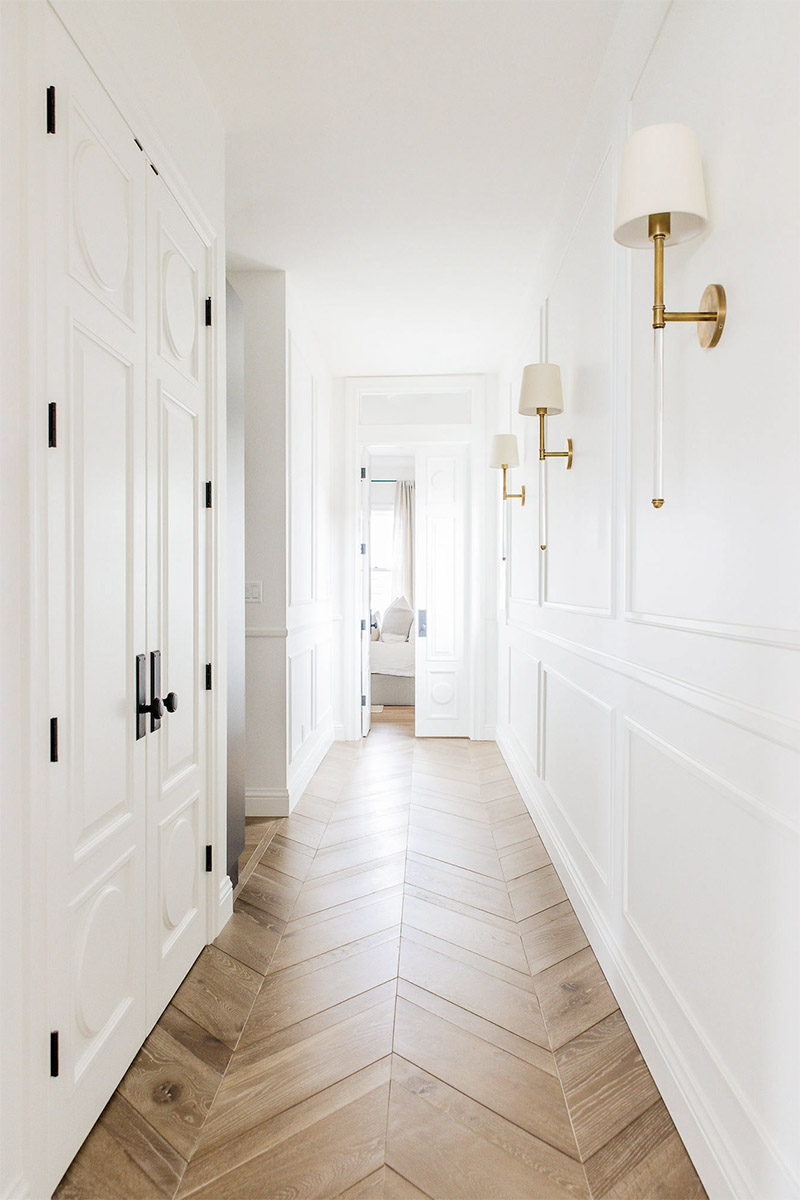 bright white hallway painted in cloud white