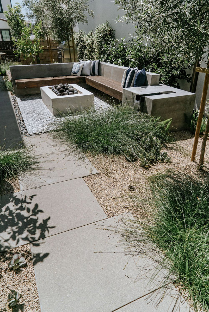 rectangular concrete firepit