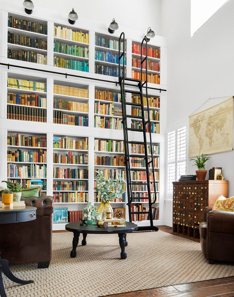 floor to ceiling bookshelves are a great book storage idea