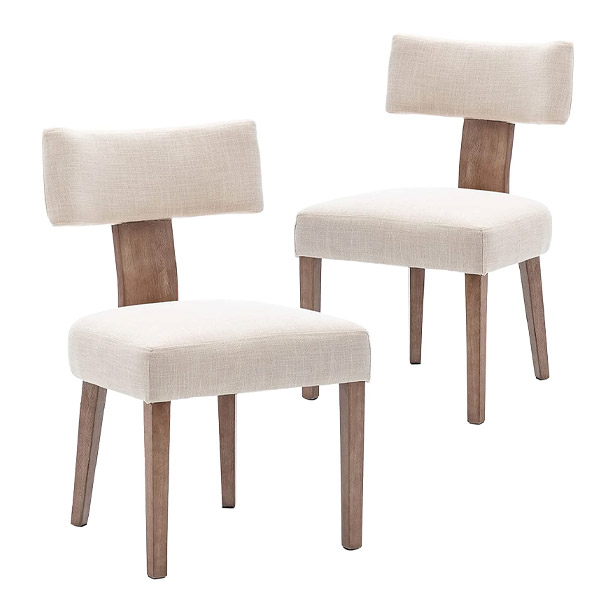 solid wood upholstered dining chair neutral tones