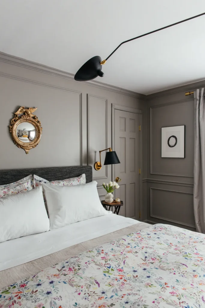 A mushroom gray bedroom