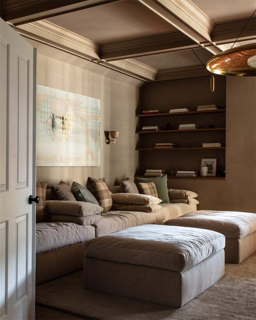 a living room painted with warm taupe undertones